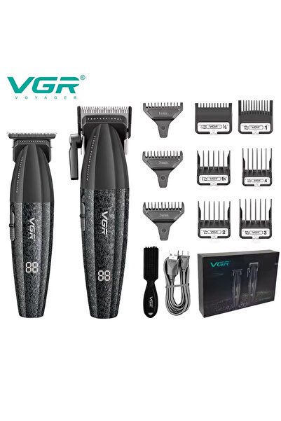 Genel Markalar Siyah 2'li saç ve sakal kesim makinası seti, kuaför ve berber ...