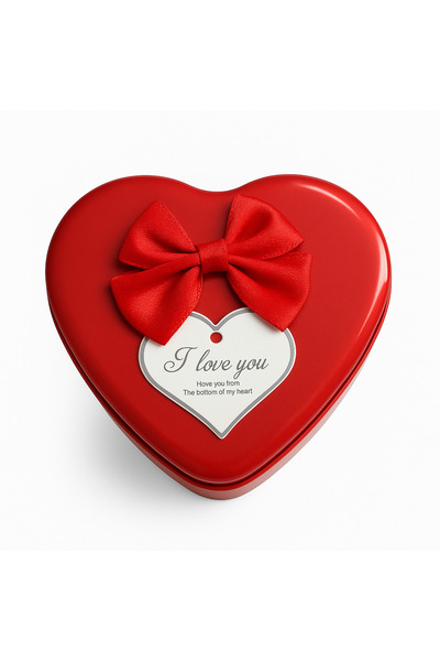 Bittox Sevgiliye Özel Kırmızı Metal Kalp Kutu-Aşk Mesajı Tasarımlı- Hediyelik...
