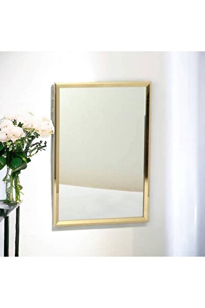 Al Saada Home مرآة حائط بإطار ذهبي 70×50 سم