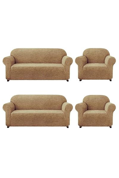 BALADI HOME Husa scaun cu dungi cu model jacquard 4 piese SET { 3,3,1,1 } SET