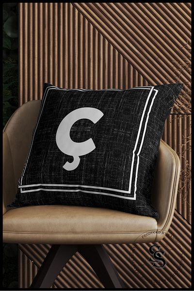 SasoHome Letter Cushion Cover - Letter C - Decorative Digital Printed Cushion Pillow Case with Letters