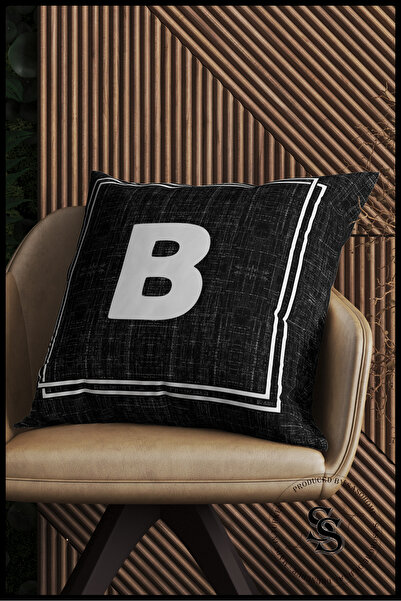 SasoHome Letter Cushion Cover - Letter B - Letter Decorative Digital Printed Cushion Pillow - Pillow Case