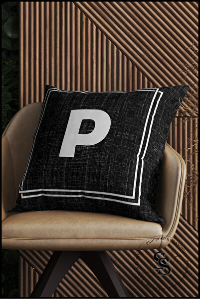 SasoHome Подушка з літерою - Літера P - Декоративна подушка з цифровим принтом - Чохол для подушки