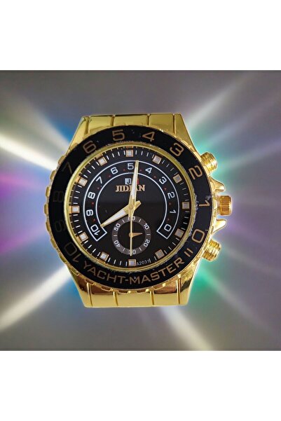 OEM Elegant men's watch, golden metal bracelet, analog display, quartz mechanism