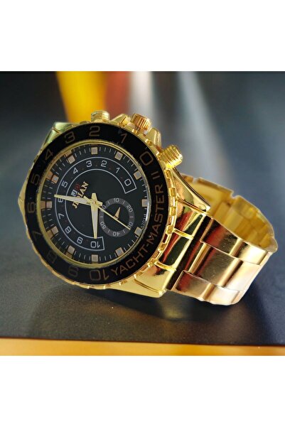 OEM Elegant men's watch, golden metal bracelet, analog display, quartz mechanism