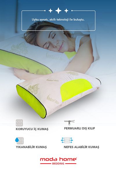 moda home bedding Pernă condiționată din seria Gold, husă lavabilă cu particule visco ortopedice prietenoase cu pielea din țesătură de aloe vera