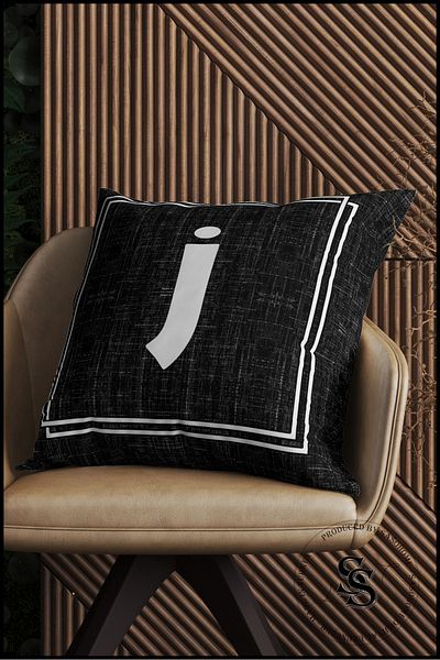 SasoHome Lettered Throw Pillow Case Letter J Decorative Digital Printed Throw Pillow Case