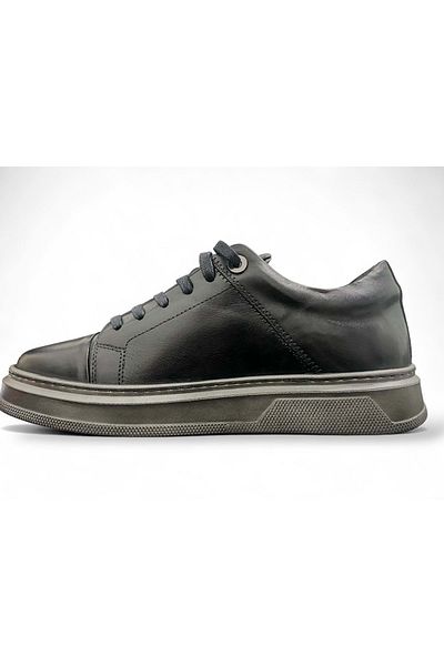 LUCIANO BELLINI Men's Munich Leather Casual Shoes C26401 - Black - 43