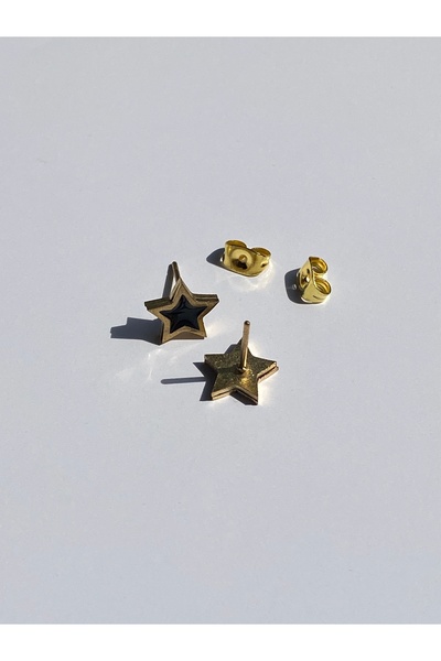 kurukafagift Steel Earrings Two Color Star Figured Studded Model