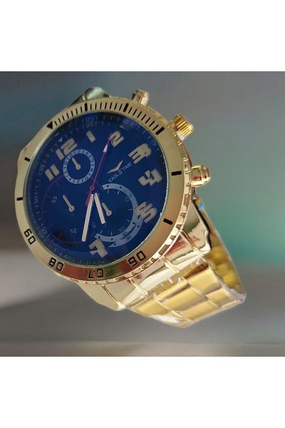 OEM Men's Watch with Gold Metal Strap, Quartz Mechanism, Analog Display