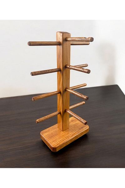 Dnz Natural Wooden 8-Piece Glasses Stand