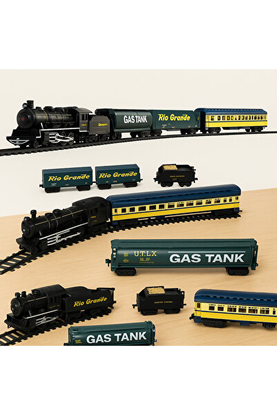 Olomo Işıklı ve Sesli 33 Parça Büyük Tren Seti Pilli Lokomotifli Raylı Çocukl...