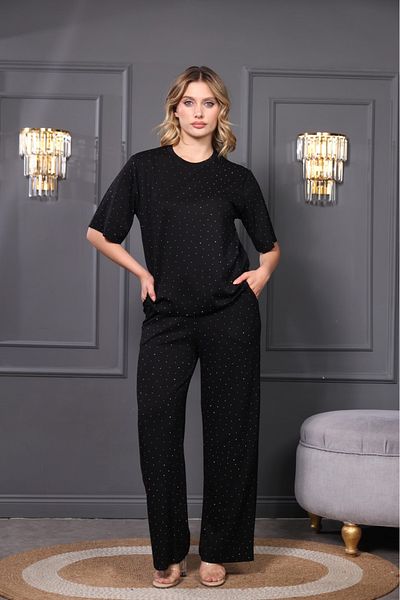 QUMRULİFE Yüssbutiksiyah Bottom Top Black Stone Suit
