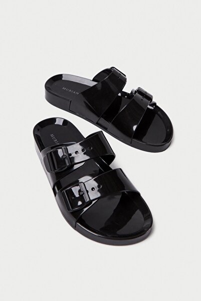 Mubiano Summer Kadın Jelly Mat Siyah Düz Terlik-MSTB146-S