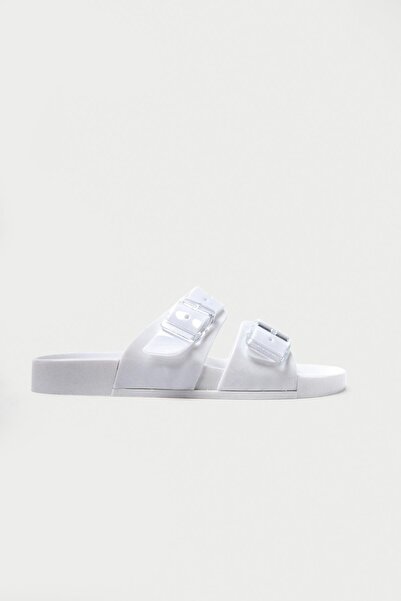 Mubiano Summer Women's Jelly Matte White Flat Slippers-Mstb146-B