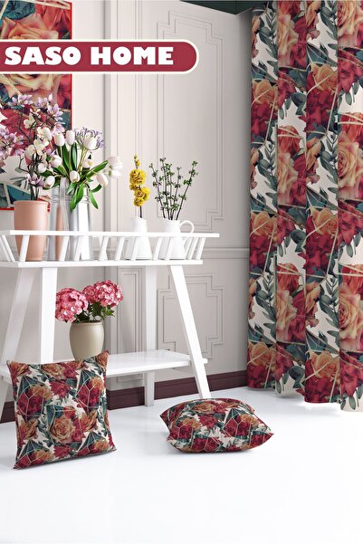 SasoHome Summer Roses - Summer Roses Patterned Decorative Gift Throw Pillow - Μαξιλαροθήκη