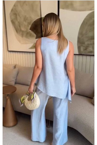 Cbm Set de două piese pantaloni bluză asimetrică