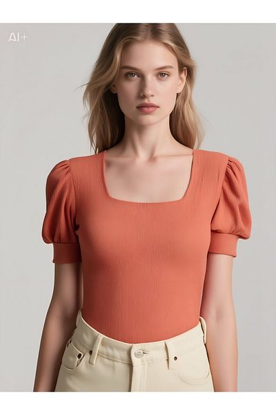 hazelin Γυναικεία πλεκτή μπλούζα Dusty Rose Square Neck Hzl22w-bd 104091