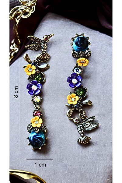 MIRADA JEWELRY Vintage Çiçek ve Kuş Detaylı Tasarım Küpe