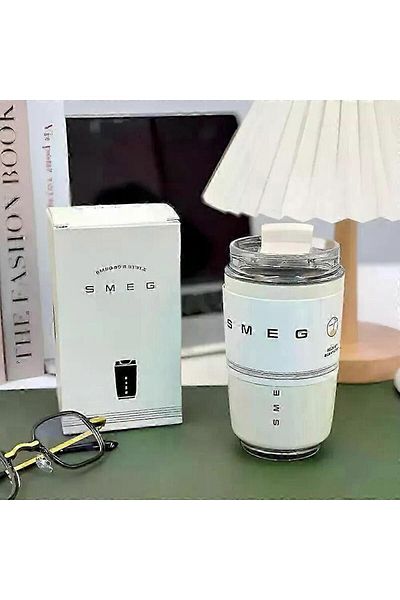SMEG كوب قهوة للسفر، كوب مشروبات معزول بسعة 240 مل مع غطاء مانع للتسرب، كوب قهوة يدوم طويلاً