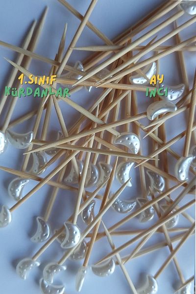 Armashine 100 Pieces Moon Pearl Cocktail Toothpicks - Engagement Promise Moon Pearl Luxury Toothpicks - 10 mm