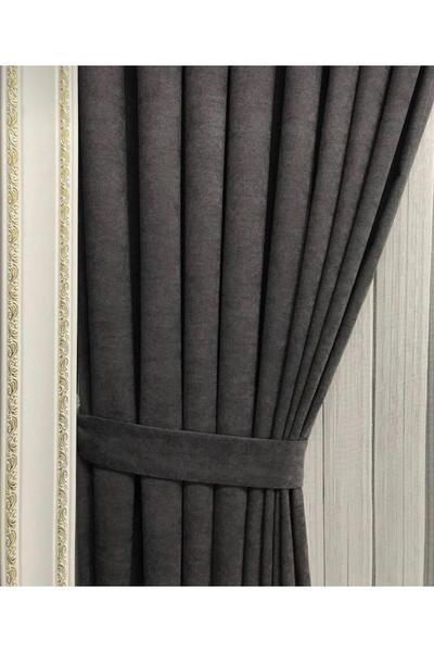 Emuz Kumaş Fon Antrasit 1 / 3 Sık Pileli ( Tek Kanat ) Pano, Fon, Tül, Perde,...
