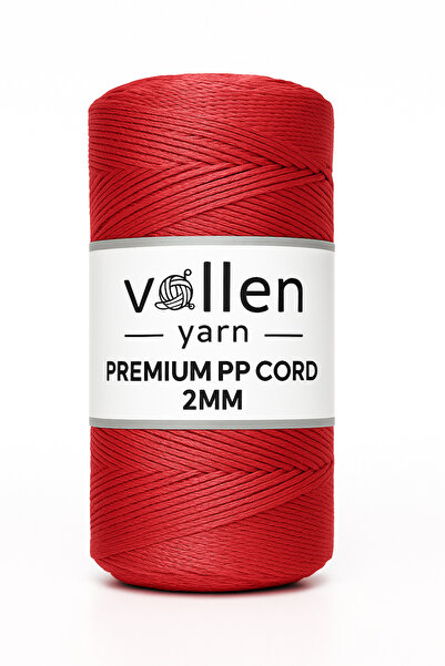 vollen yarn 200gr/230m Premium Polyester Makrome Ipi 2mm ,makrome Ip,makrame,supla,çanta Ipi,kırmızı