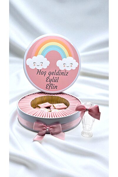 Popy Gift Chocolate 100 Gökkuşağı Temalı İsme Özel Hoşgeldin Bebek Çikolatası