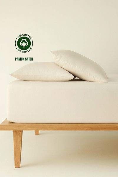 sutra 100% Cotton Satin Solid Color Double Fitted Sheet Set