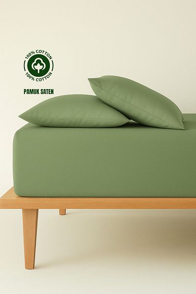 sutra 100% Cotton Satin Solid Color Double Fitted Sheet Set