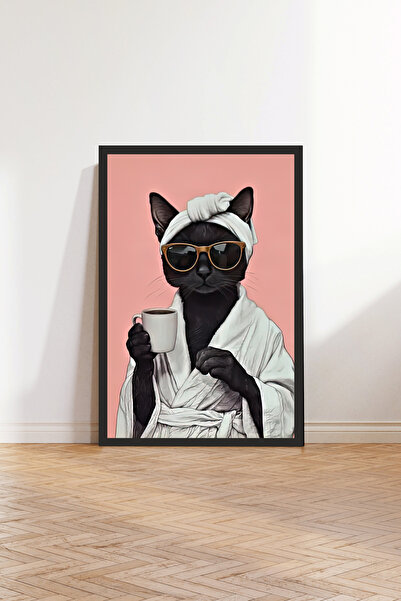 Cadran Kedi tasarımlı Çerçeve Görünümlü Mdf Tablo