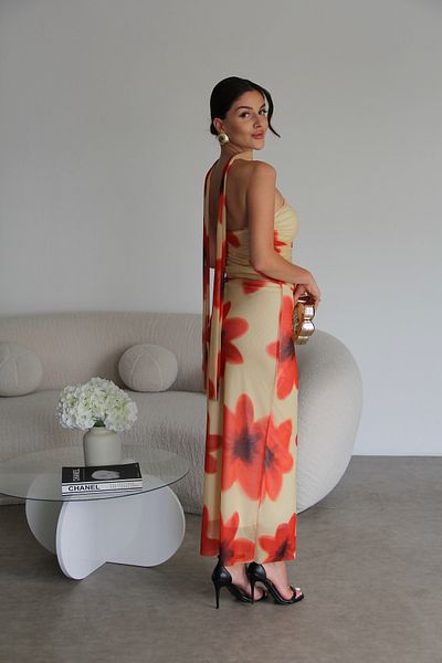 Julidress Floral Patterned Skirt Bustier Scarf Premium Tulle Set