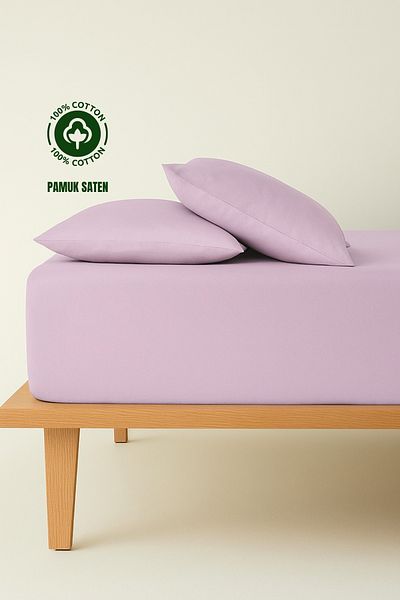 sutra 100% Cotton Satin Solid Color Double Fitted Sheet Set