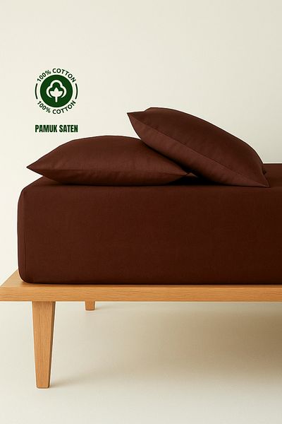 sutra 100% Cotton Satin Solid Color Double Fitted Sheet Set
