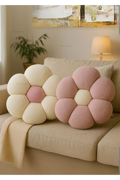 Plush Soft HERIBOM Perna decorativa Daisy de pluș - Țesătură importată - Antialergică 2 buc.