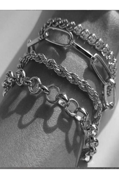 KANERUZ سوار ملتوي بسلسلة فضية اللون للجنسين