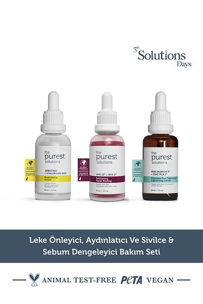 The Purest Solutions Set de îngrijire a pielii cu arbutină, Aha+bha, niacinamidă