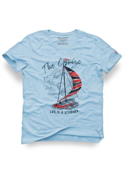 Tarrzzcom تي شيرت أحمر مطبوع عليه الإبحار