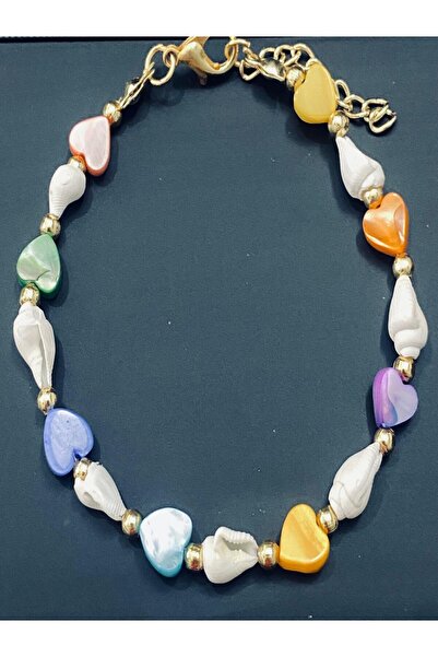 KANERUZ سوار صدفة البحر على شكل قلب بتصميم صيفي