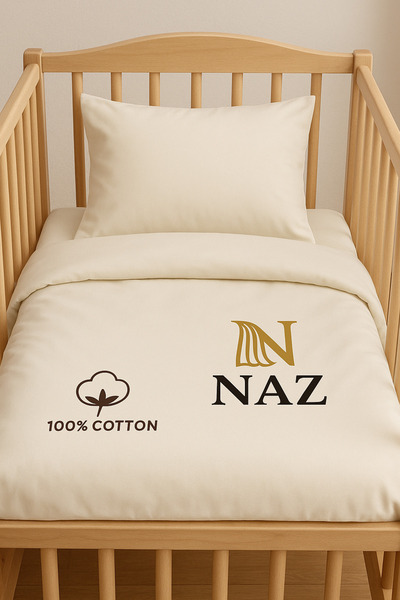 nazbaby 100% Cotton White Baby Bedding Set 3 Pieces