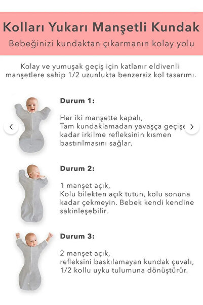 GUARAZ %100 Organik Pamuk Yumuşacık Dokulu Bebek Kundak - Eldiven Manşetli Fermuarlı Uyku Tulumu 1.0 Tog