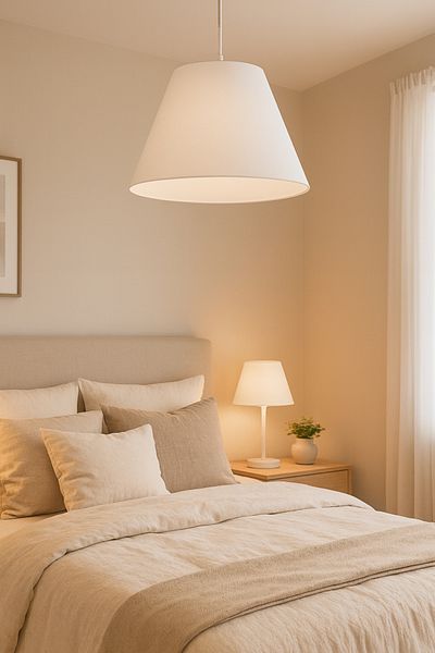 Vivido Abajur White Conical Chandelier Set - Triple Lampshade Bedroom Lighting