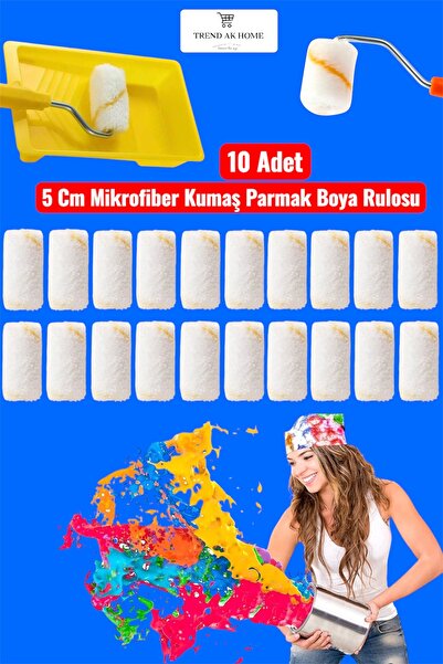 OSKAR FIRÇA 5 CM MİKROFİBER KUMAŞ PARMAK BOYA RULOSU 10 ADET YEDEK RULO BAŞLI...