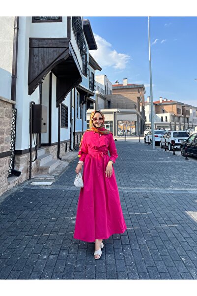 W WARGA Kendinden Kuşaklı Yandan Cepli Yazlık Elbise