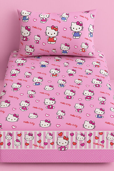 Gasel Home Hello Kitty Pamuklu Kumaş Tek Kişilik Nevresim Seti ( Çarşafsız )