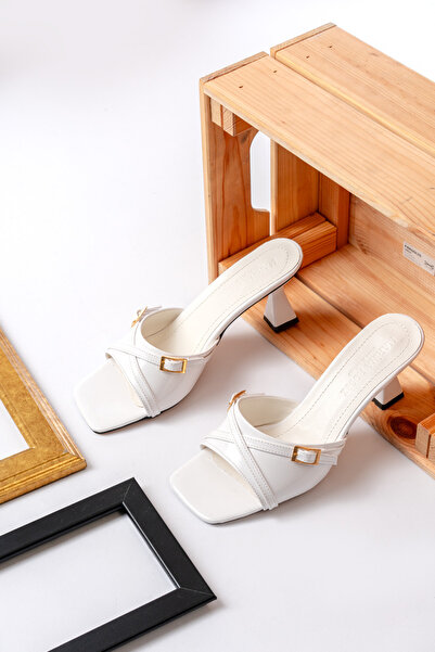 marinarosse Women's Larmina White Patent Leather Classic Heeled Slippers