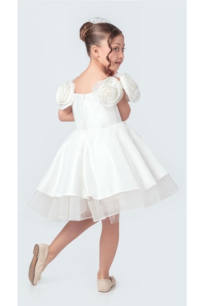 Baby BabyAden Rose λεπτομερής αγκράφα με γιακά σατέν φουσκωτό βραδινό φόρεμα για πάρτι γενεθλίων κοστούμι κορίτσι παιδικό φόρεμα