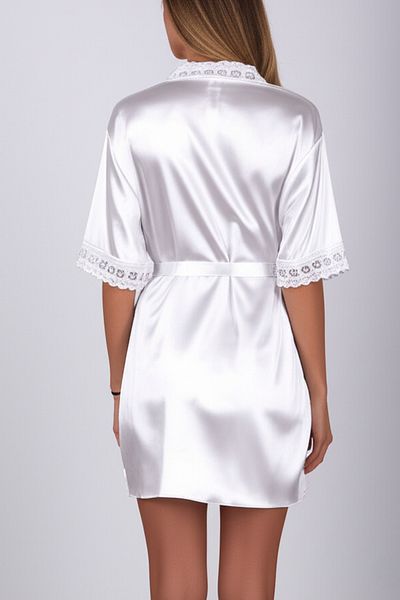 ZENCHES Satin Dressing Gown with Lace Detail