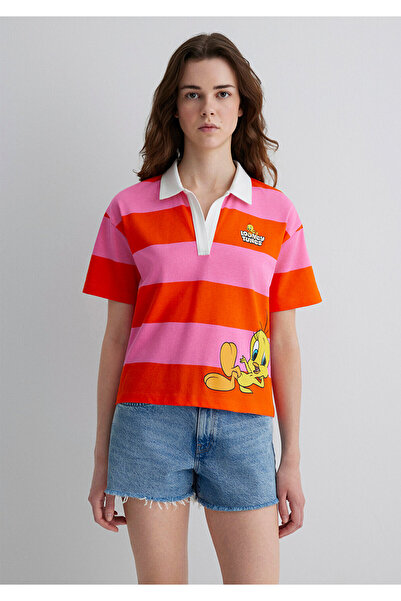 Mavi Tweety εμπριμέ πορτοκαλί μπλουζάκι κανονική εφαρμογή / κανονική κοπή 1613369-90732