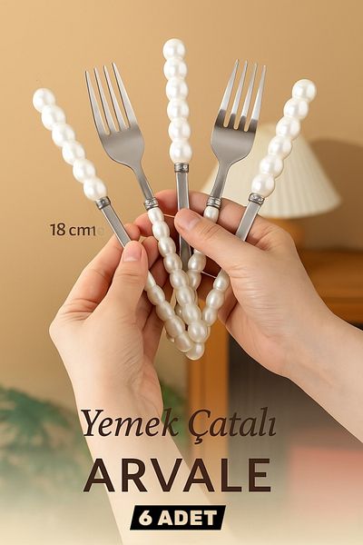 ARVALE 6 Pearl Detailed Dinner Forks - (Dinner Fork)